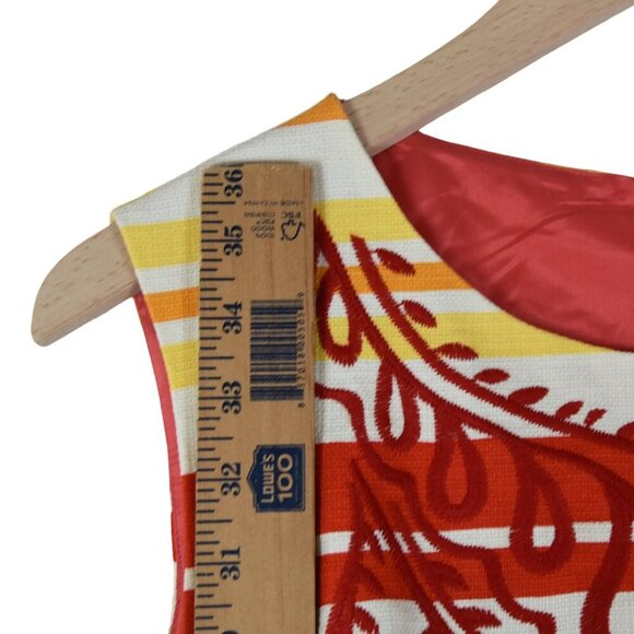 Anthropologie Tabitha Striped Embroidered Shift Dress Sleeveless Cotton 10 - Picture 6 of 7